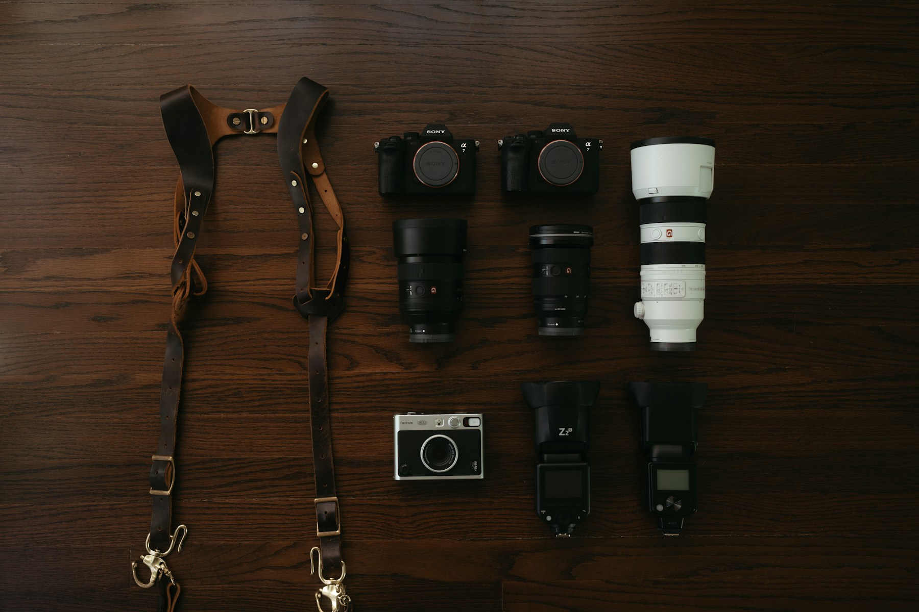 Camera equipment and a photographer’s workspace